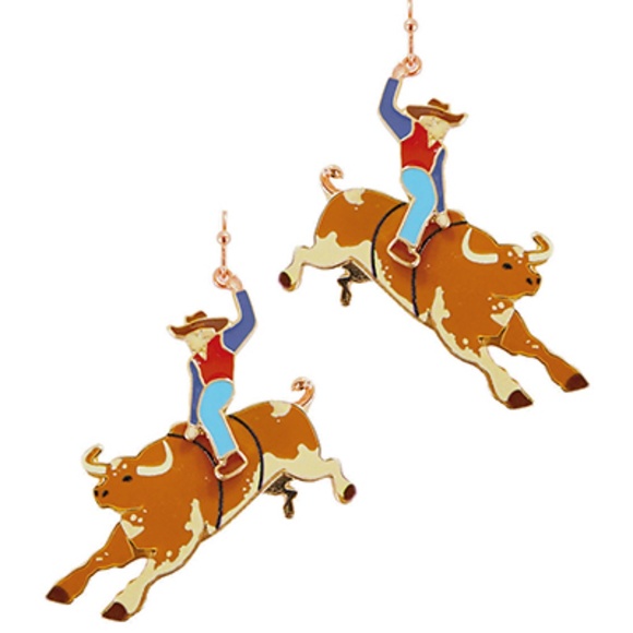 Bull Riding Enamel Earrings